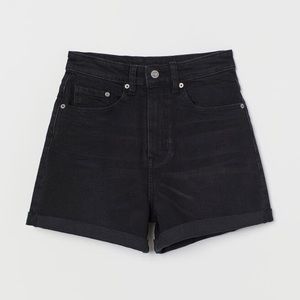 H&M Ultra High Waist Mom Shorts - black, 12